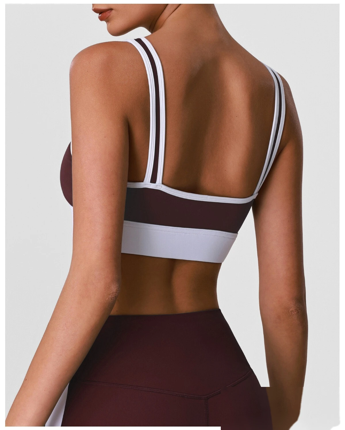 Women’s Custom High Stretch Quick Dry Color Block Sports Bra Beauty Back Yoga Bra Tank Top detail