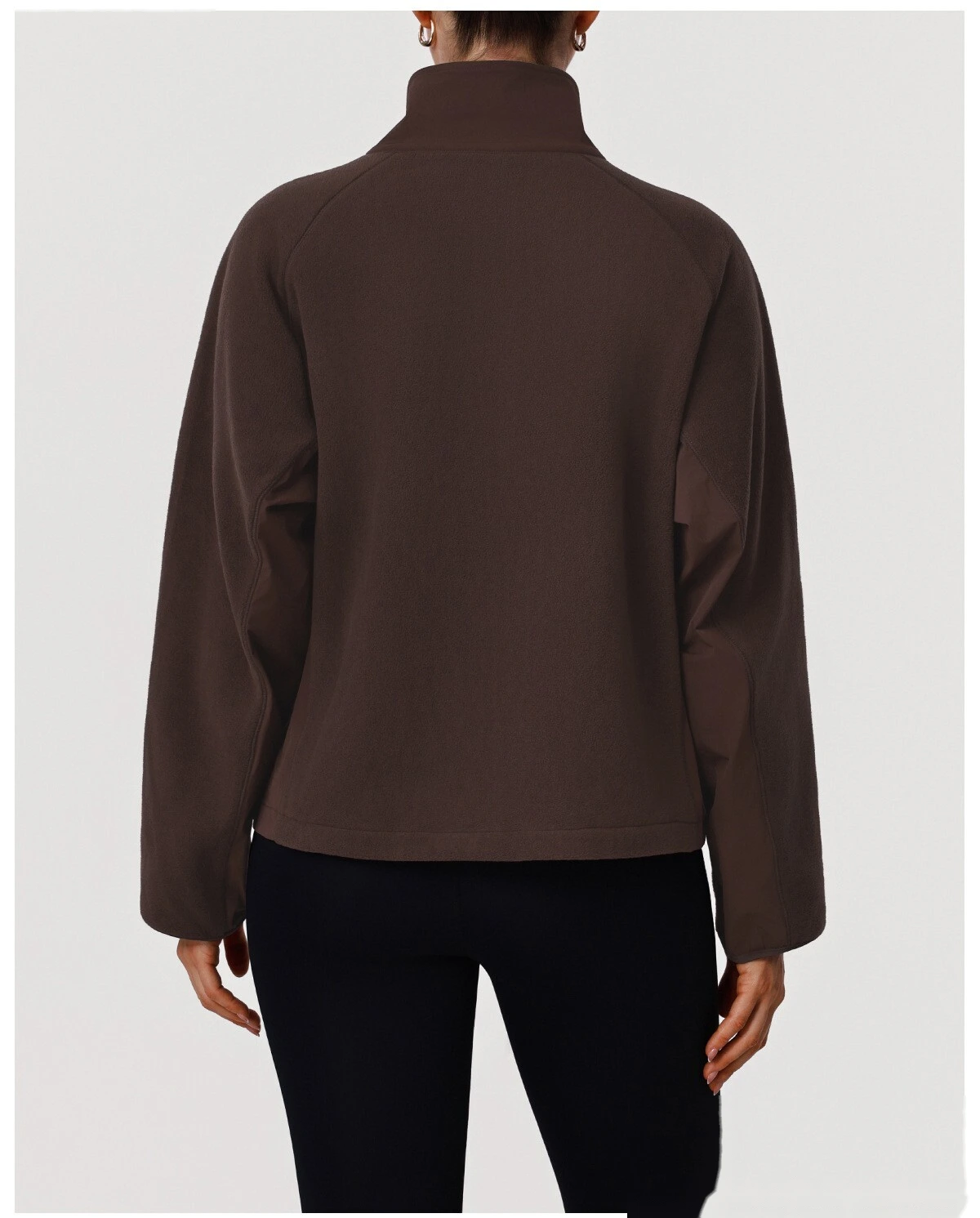 Bulk Custom Women's Fleece Jacket - Winter Warm Loose Fit Open-Front Sports Sweatshirt detail