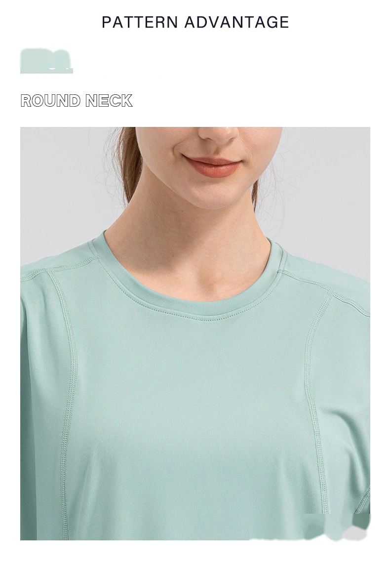 Women summer loose short sleeve t-shirt quick dry breathable fitness tee detail