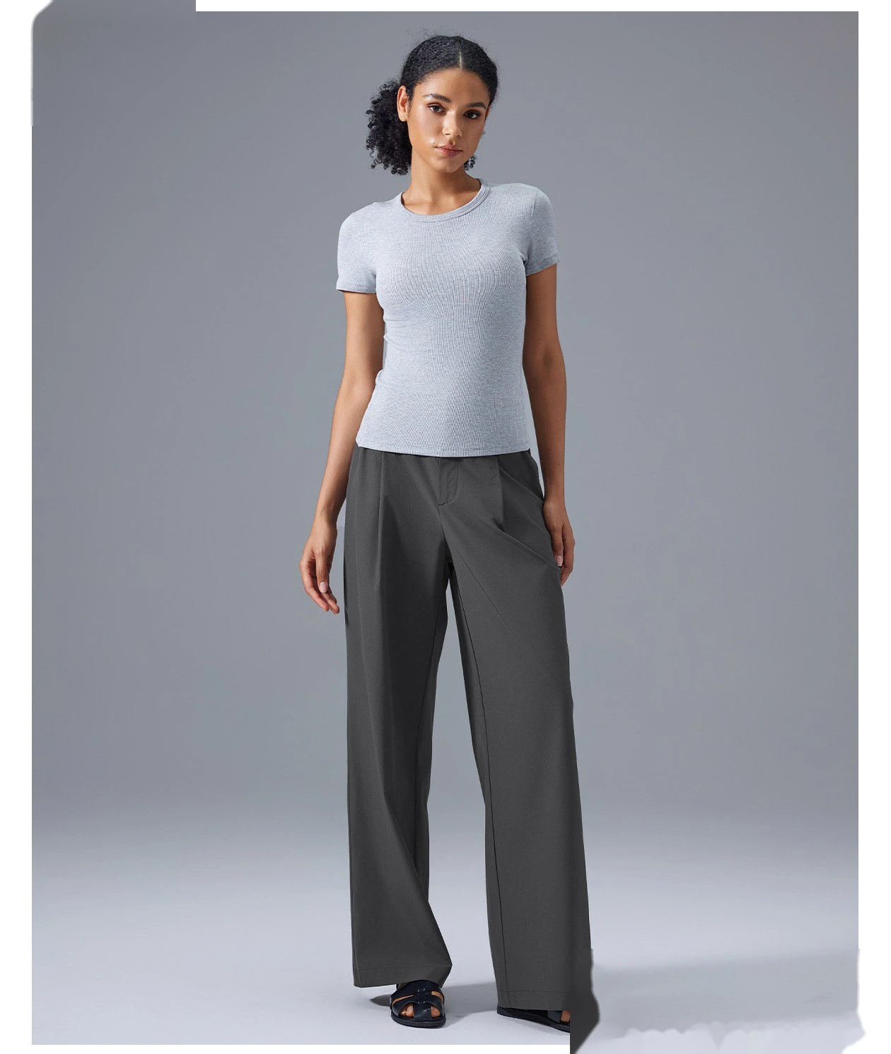 Custom-made wide-leg pants with high waist drape casual straight sports pants breathable yoga fitness pants women detail