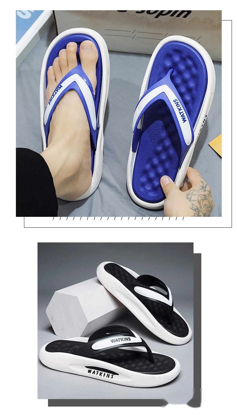 Custom flip-flops outdoor thick-soled fashion beach men's shoes soft-soled pinch couples sandals. detail