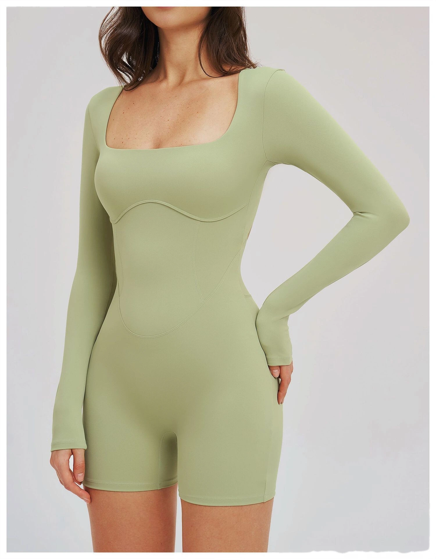Women's Custom Hollow Out Open Back Tight Fitness Onesie - Long Sleeve Yoga Suit for Outdoor Running & Gym detail