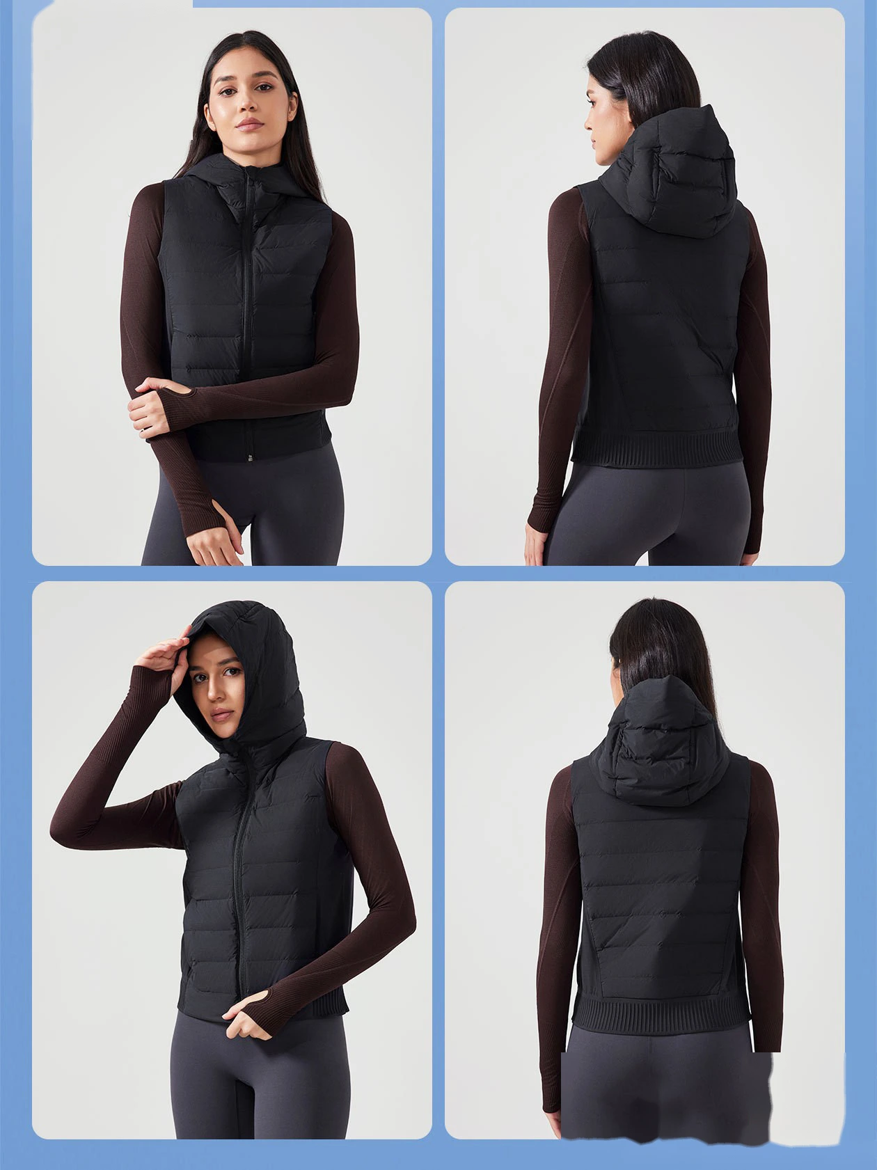 Customized hooded down jacket vest in autumn and winter: light, slim, fashionable and versatile sports vest detail