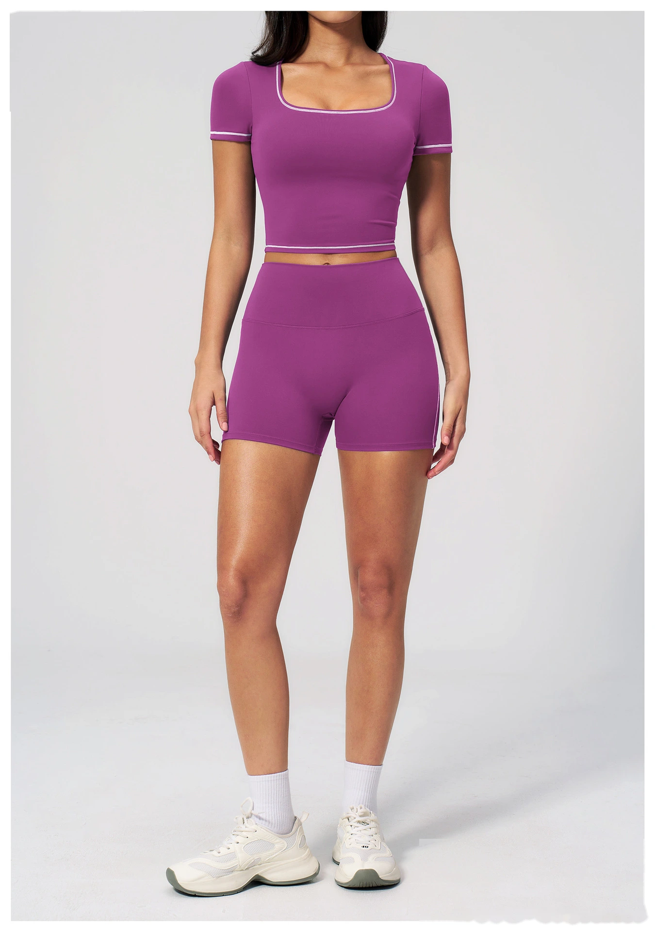 High Waist Peach Hip Naked Feel Yoga Shorts, Elastic Tight Sports Fitness Yoga Short Outfit for Women detail