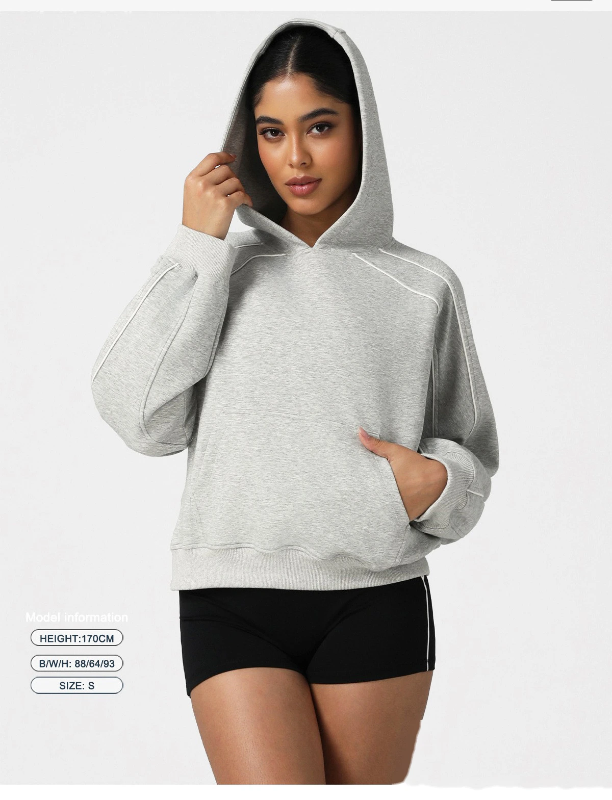 Customized autumn and winter loose, thickened casual sports running hooded long-sleeve training fitness sweatshirt detail