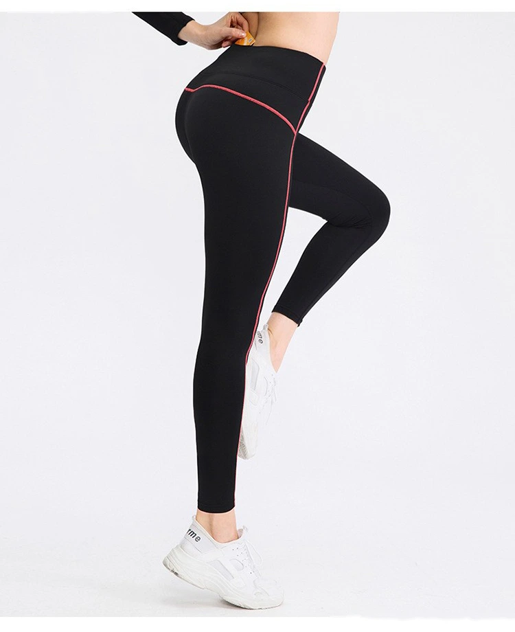 Customized autumn and winter ladies plus velvet sports pants running yoga fitness pants high waist tights detail