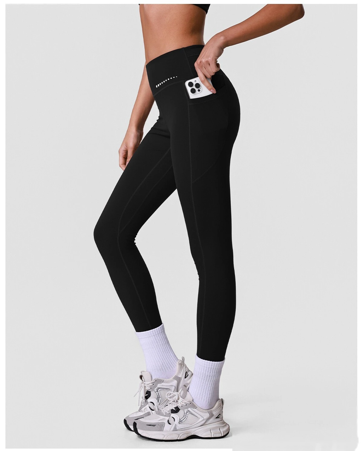 Women’s High Stretch Yoga Pants Butt Lifting Tummy Control with Side Pockets Quick Dry Fitness Sports Leggings detail