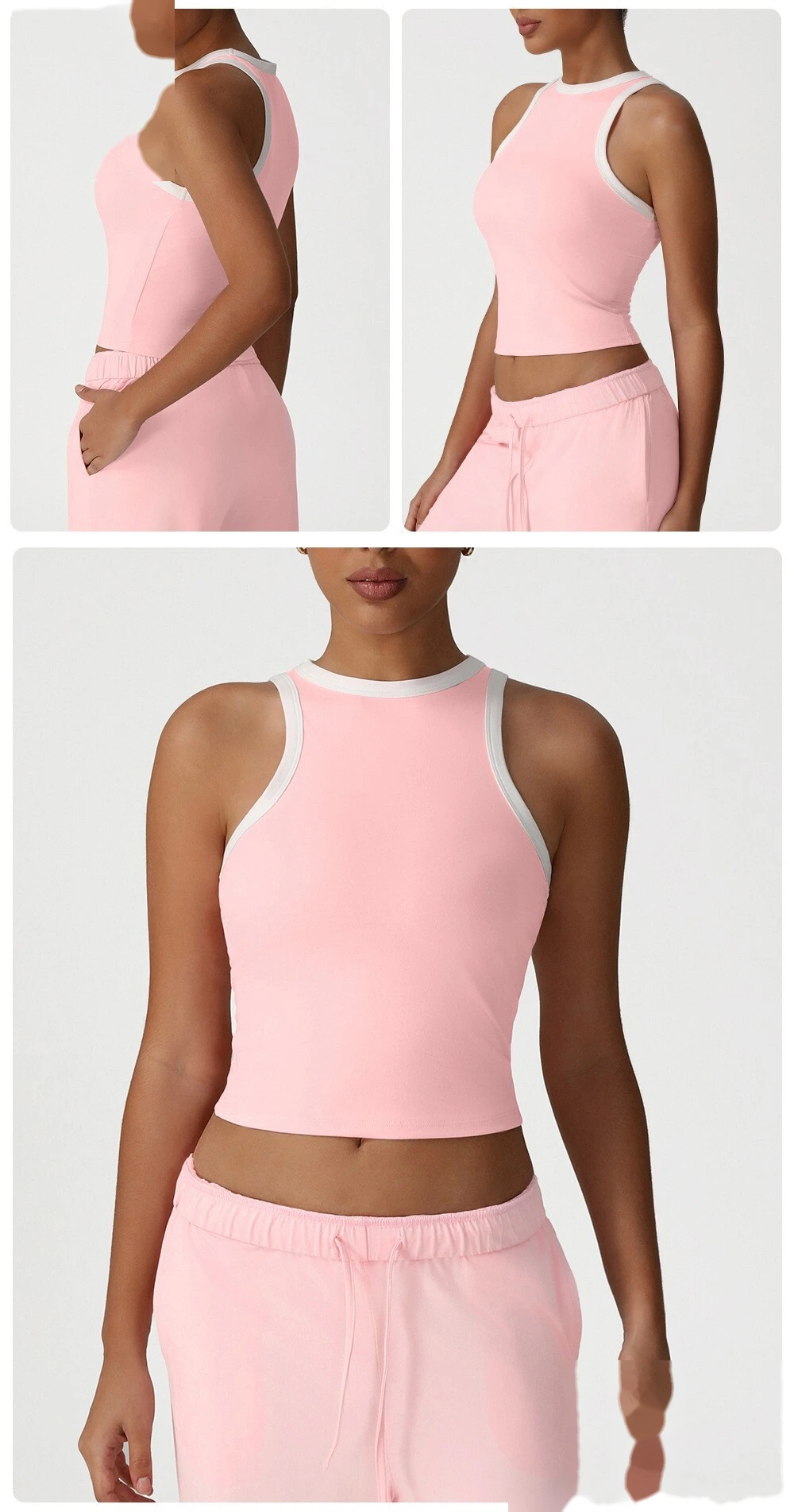 Customized high elastic slim vest running underwear new fashion contrast top fitness sports vest detail