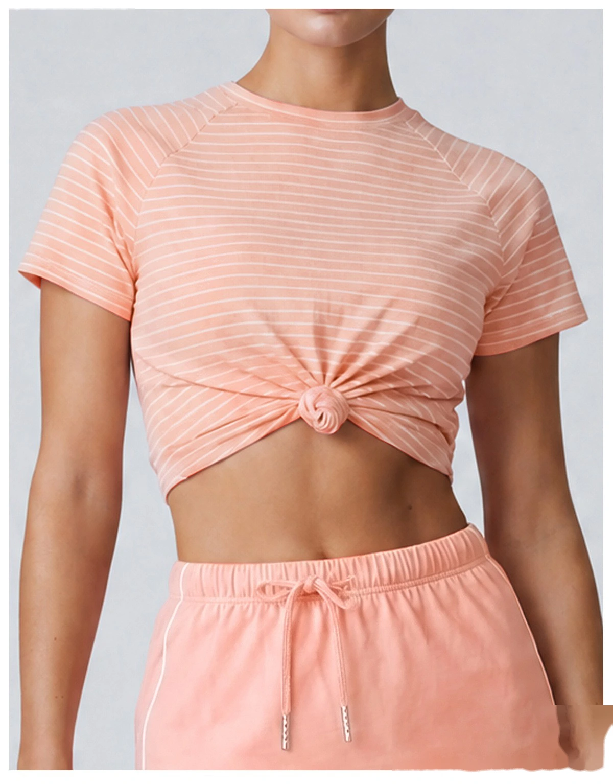 Custom striped new running training women breathable yoga fitness loose Joker T-shirt detail