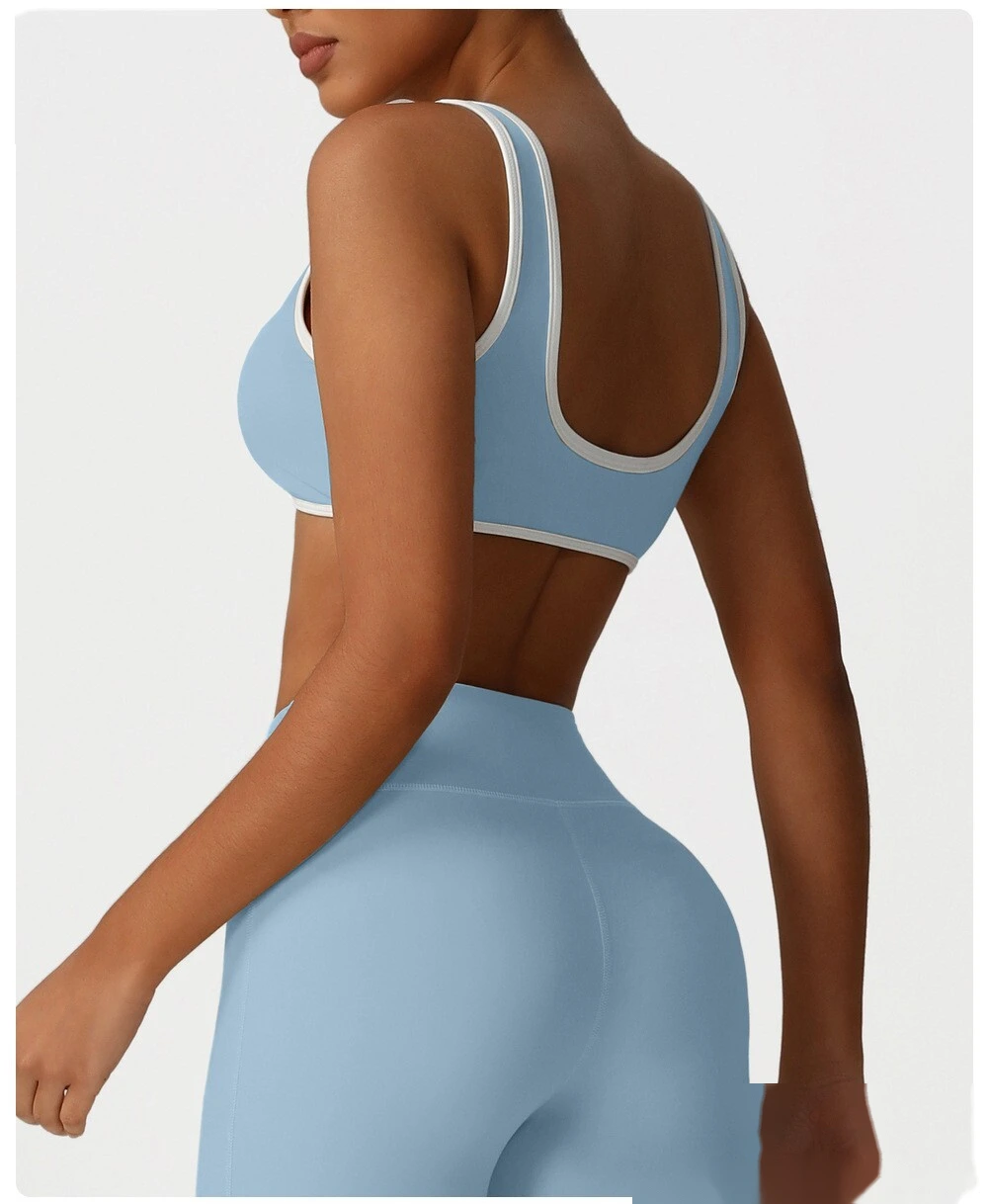 Yoga clothing sports bra Europe and the United States contrast bra fitness exercise high-elastic top vest detail