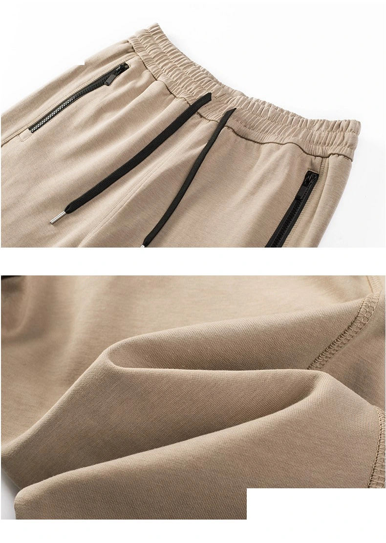Men winter jogger pants loose running sweatpants with zip pockets detail