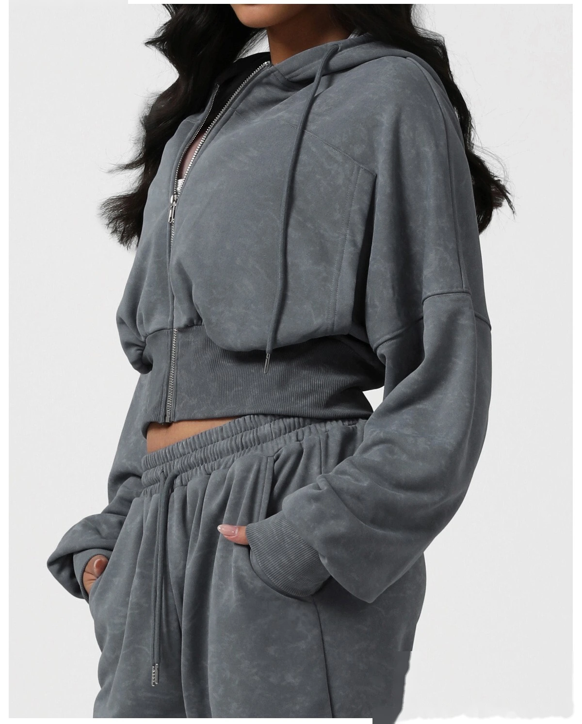 New Autumn & Winter Sports Casual Hooded Sweatshirt - Short-Length Waist-Cinched Retro Printed Cardigan Jacket for Yoga detail