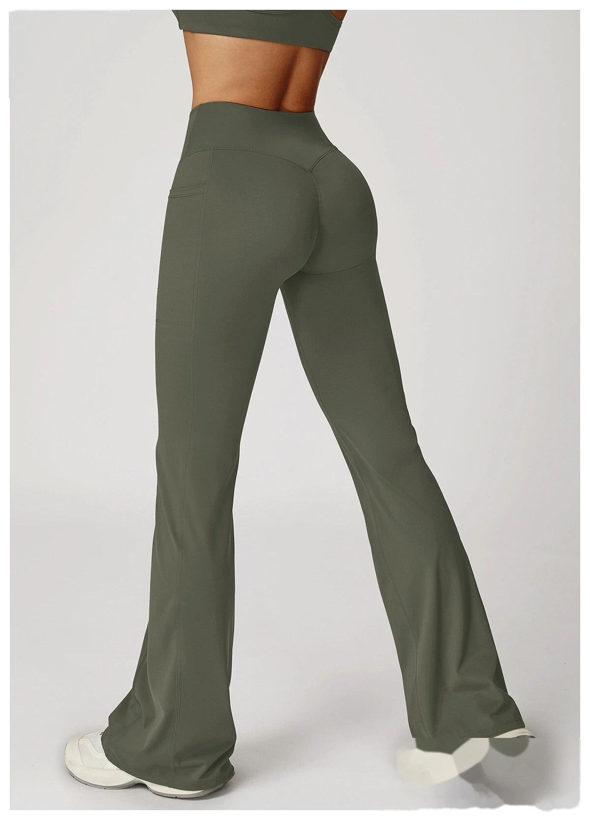 Custom Crossover Waist Yoga Leggings for Women - High-Waisted High-Stretch Micro-Flare Pants, Outdoor Sports Gym Running detail