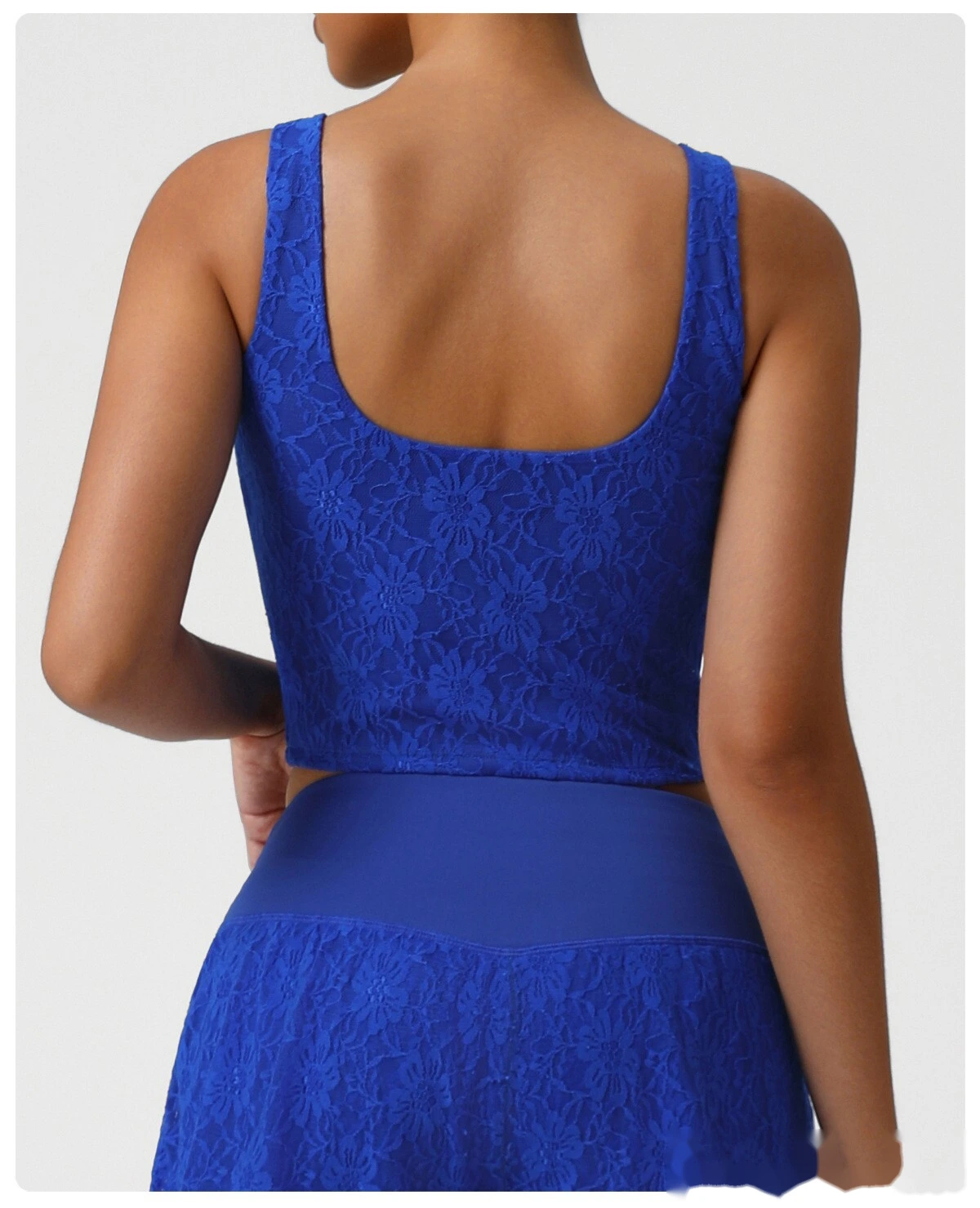 Custom-made nude sexy lace sleeveless sports shirt new dance training fitness camisole women detail