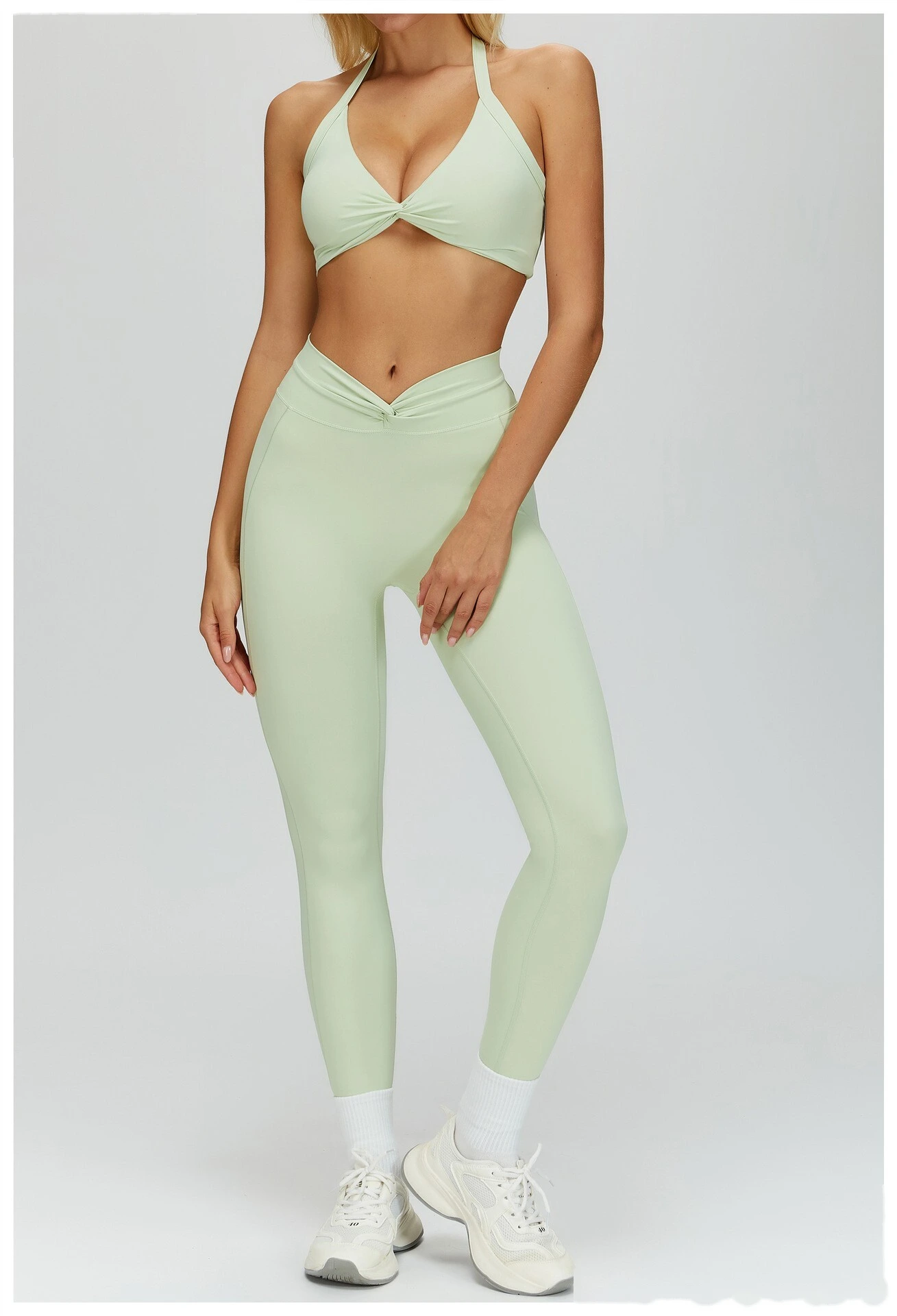Custom Women’s Naked-Feel Running Leggings - Cross High-Waisted Ruched Tight Yoga Fitness Pants detail