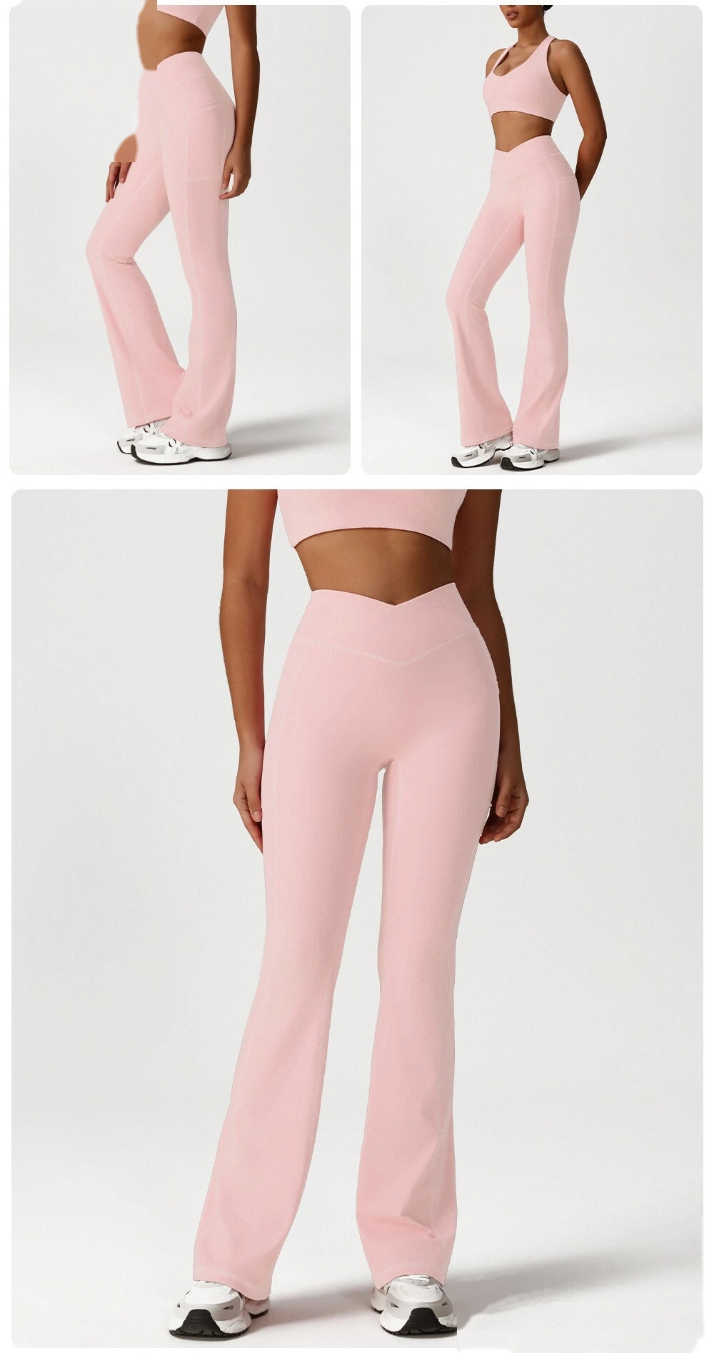 Custom-made cross high waist yoga dance sports wide-leg pants leisure hip fitness micro-pants. detail