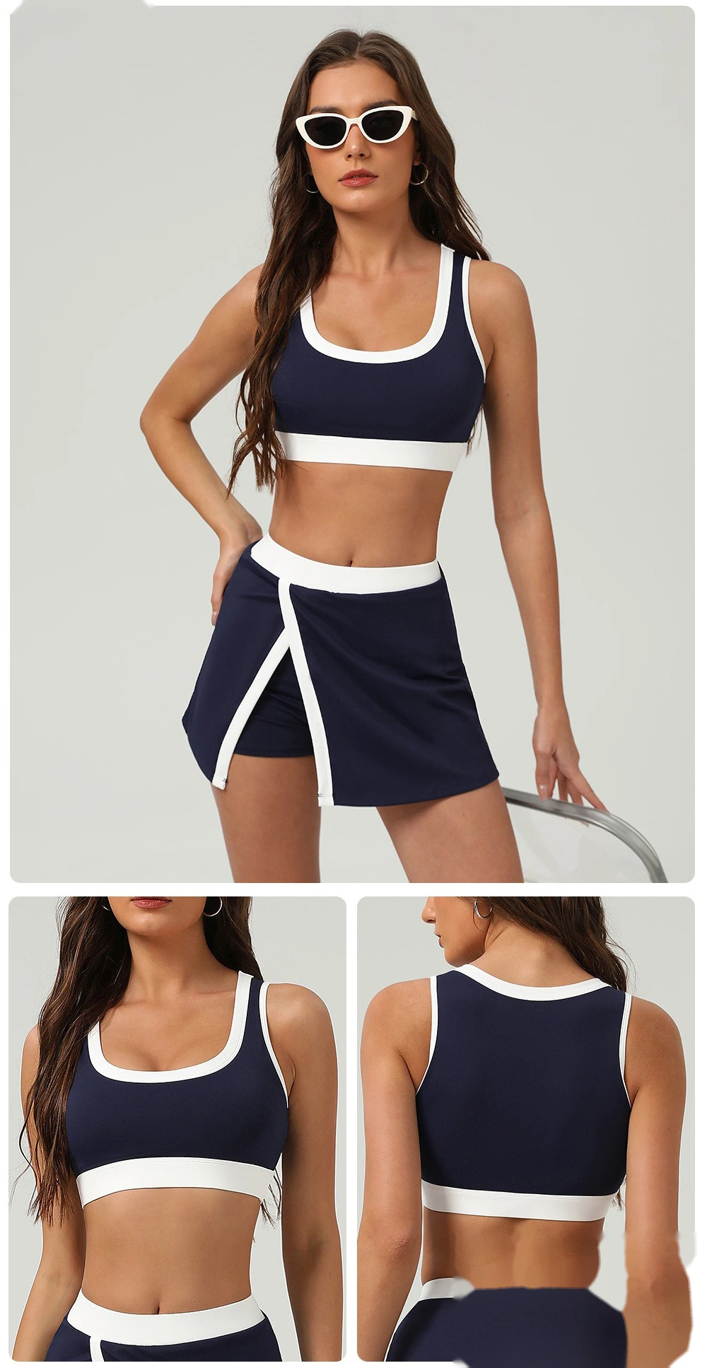 Color matching sports bra quick-drying shockproof yoga vest bra detachable chest pad fitness suit detail