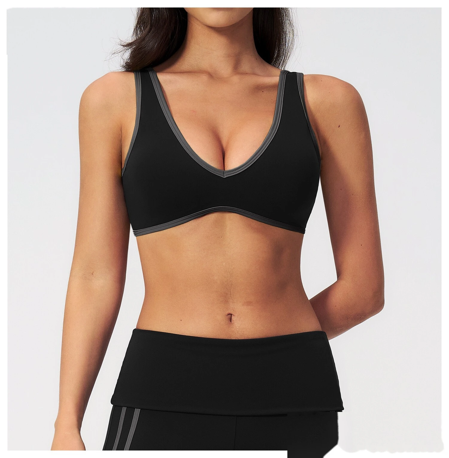 Women Color Block Open Back Sports Bra, Quick Dry Breathable Outdoor Workout Yoga Athletic Bra detail