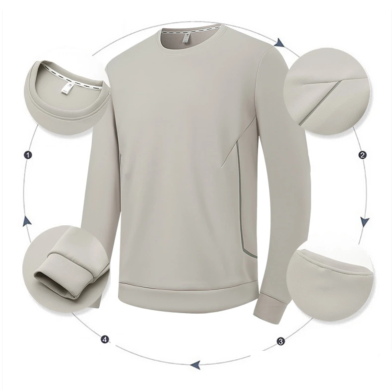 Autumn and winter new round neck men's long-sleeved outdoor sweater casual sports shirt Joker warm T-shirt detail