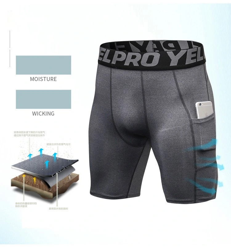 Men pro fitness compression shorts running train quick dry tights pants detail