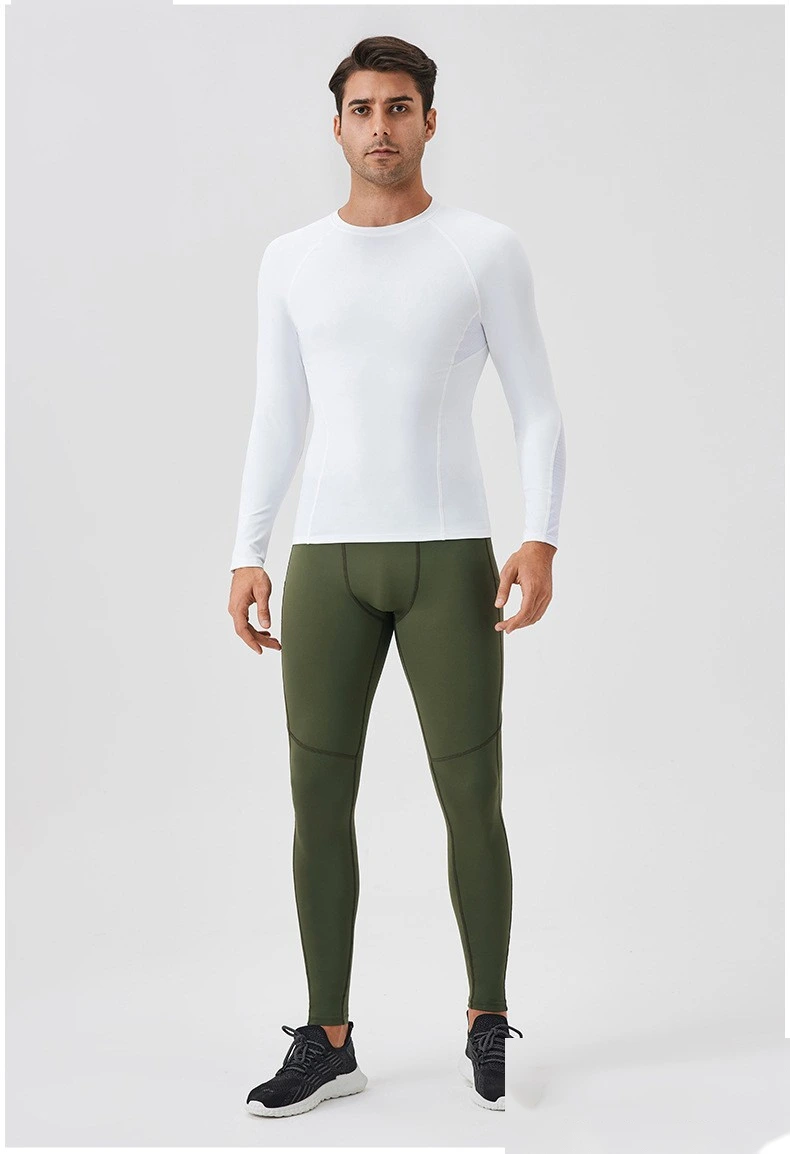 Customized men's yoga pants with high elasticity and tight fitness pants detail