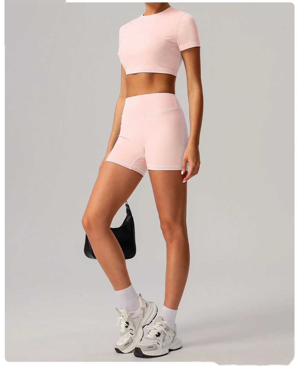 Customized tight-fitting yoga short-sleeved women's sports short-sleeved fitness clothes short-sleeved tops detail