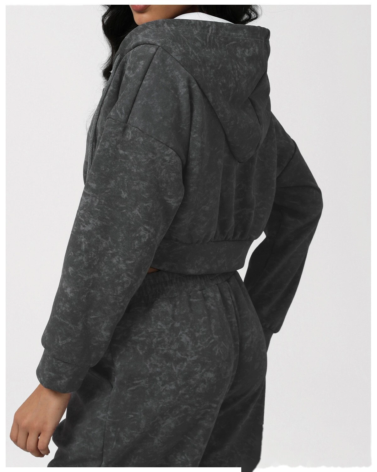 Custom EU/US Tie-Dye Fitness Set - Autumn Winter Jacket + Sports Casual Sweatpants Yoga Running Outfit detail