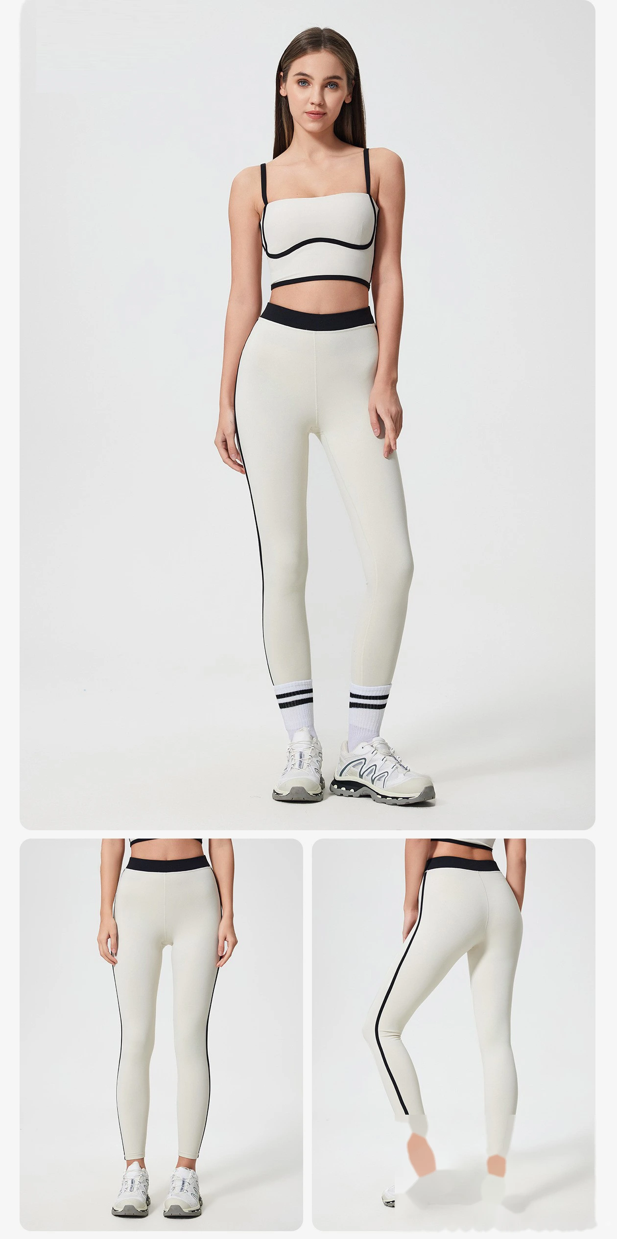 Custom contrast yoga pants high elastic shaping fitness pants nude peach hip sweatpants female detail