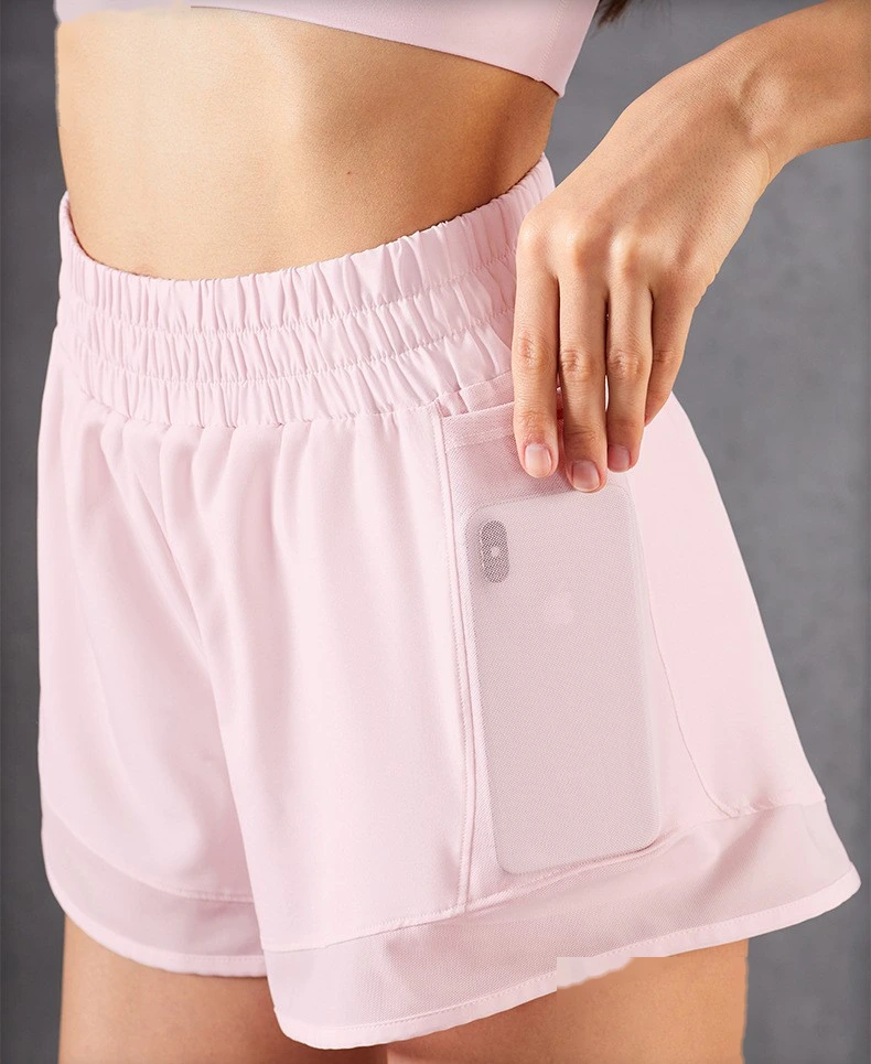 Women loose sports shorts breathable mesh quick dry with liner detail