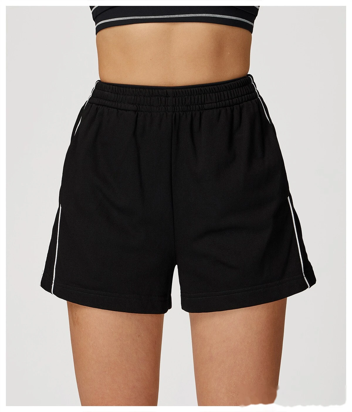 Customized contrast sports shorts, high waist, loose pocket pants, outdoor leisure and comfortable shorts. - allni detail