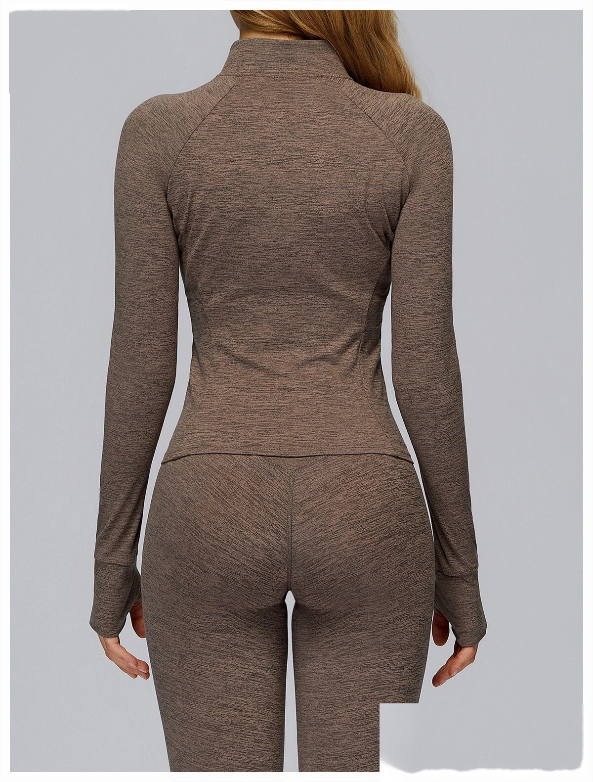 Customized long sleeve jacket zipper pocket quick-drying tight top outdoor sports running fitness jacket detail