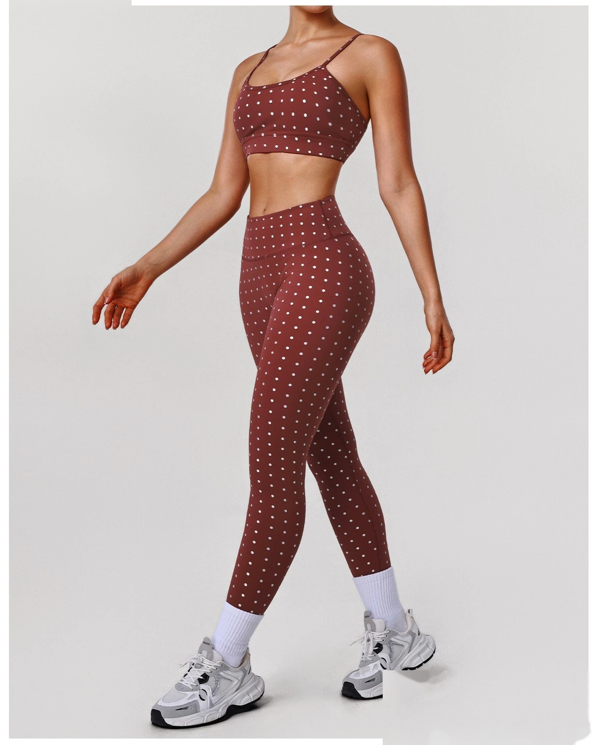 Bulk Custom Silver Polka Dot Yoga Leggings - Factory Direct High-Waisted Tights Products detail