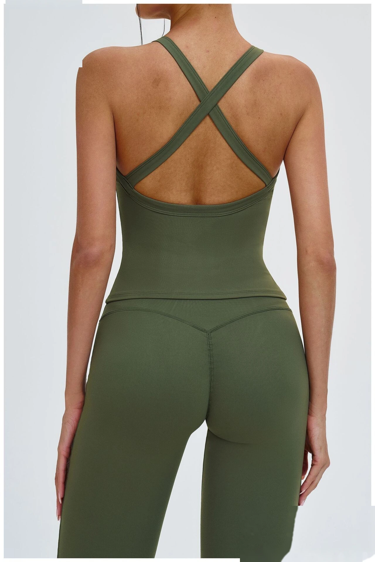 Bulk Custom Open Back Yoga Tank - High-Support Shockproof Cutout Workout Top for Outdoor Gym detail