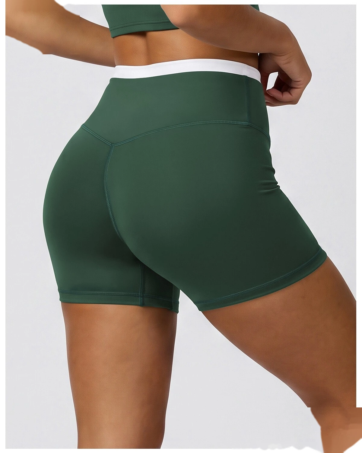 Custom Logo High Waisted Three Quarter Leggings, Stretch Slimming Athletic Shorts for Daily Workout detail