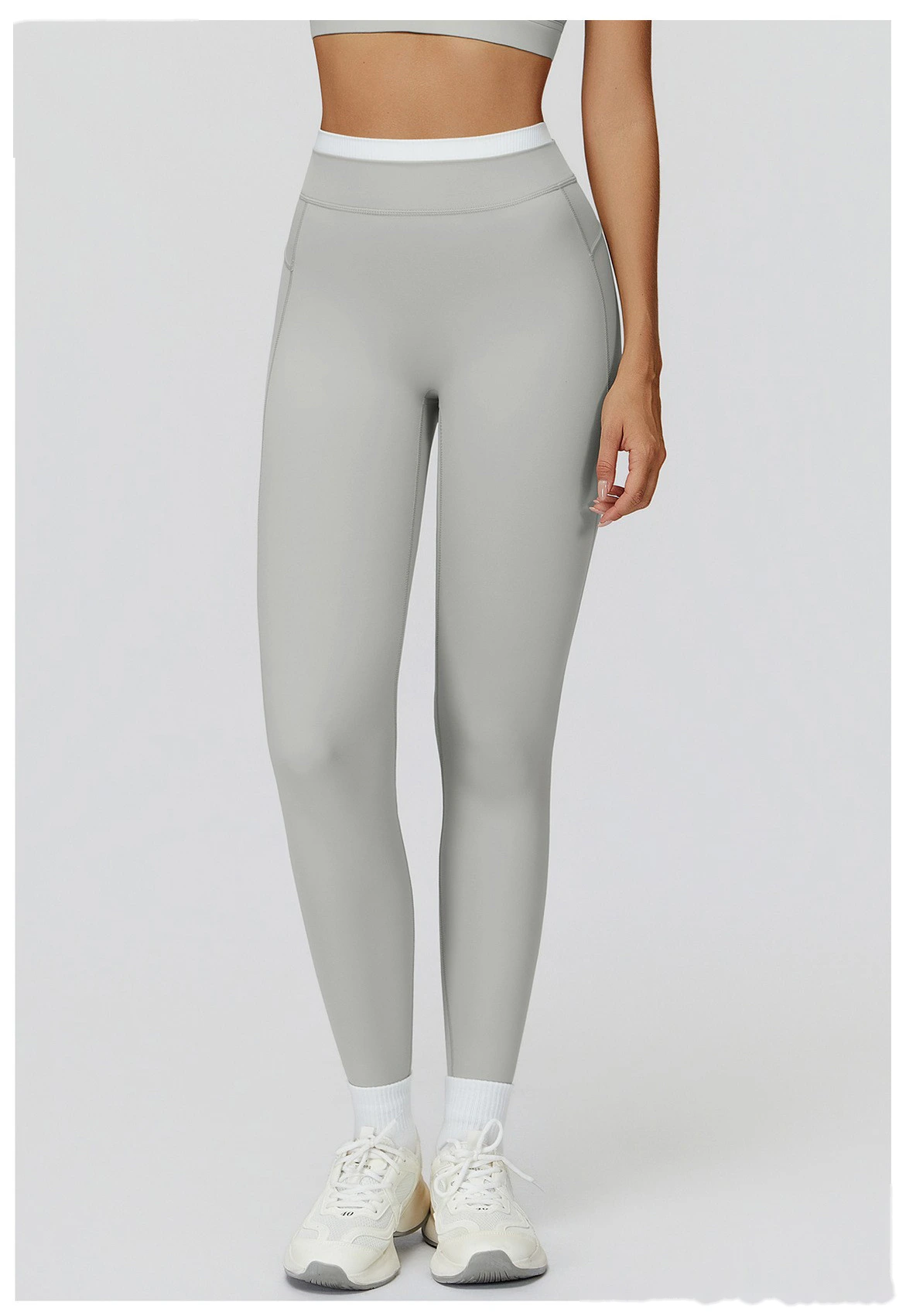 Customizable EU-US Athletic Leggings | Women's Ribbed High-Waist Contrast Tights, Yoga & Running detail