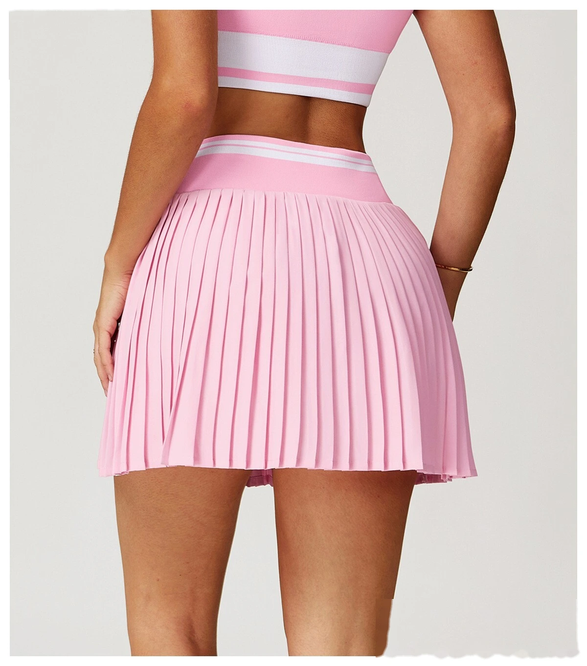 Customized contrast pleated skirt high waist A-shaped fitness skirt anti-exposure tennis skirt detail