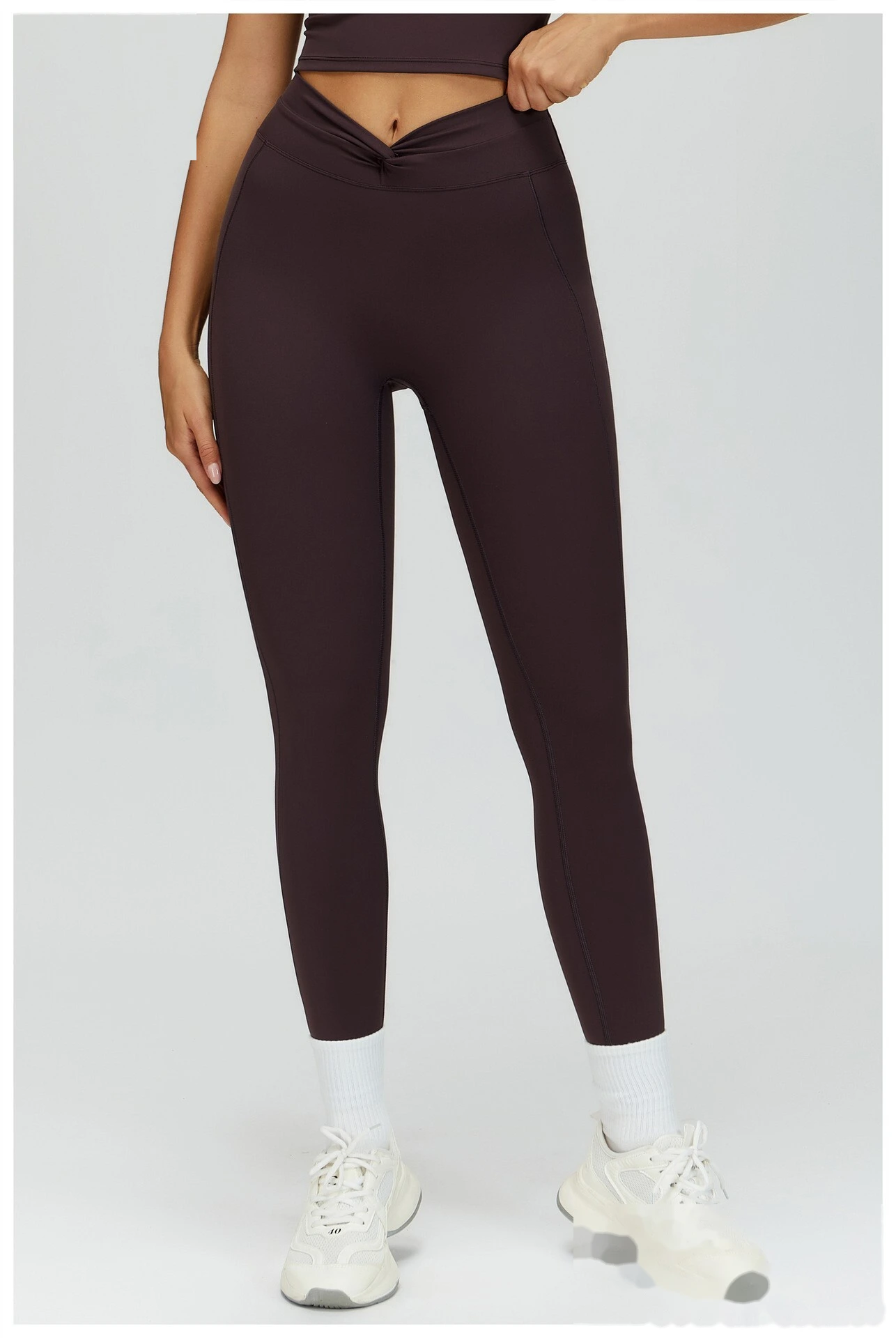 Custom Women’s Naked-Feel Running Leggings - Cross High-Waisted Ruched Tight Yoga Fitness Pants detail