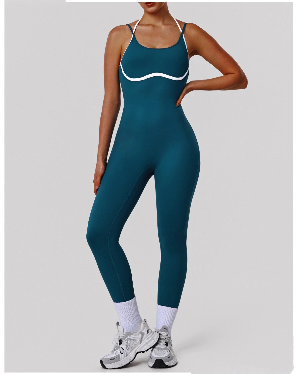 Bulk Custom Slim Fit Sports Bodysuit - Women's Thin-Strap Open Back Yoga Running Fitness Leotard detail