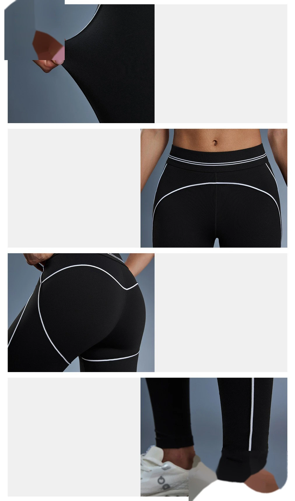 Stylish Color-Block High-Stretch Yoga Capris - Tummy-Control Butt-Lifting Tights for Running & Fitness detail