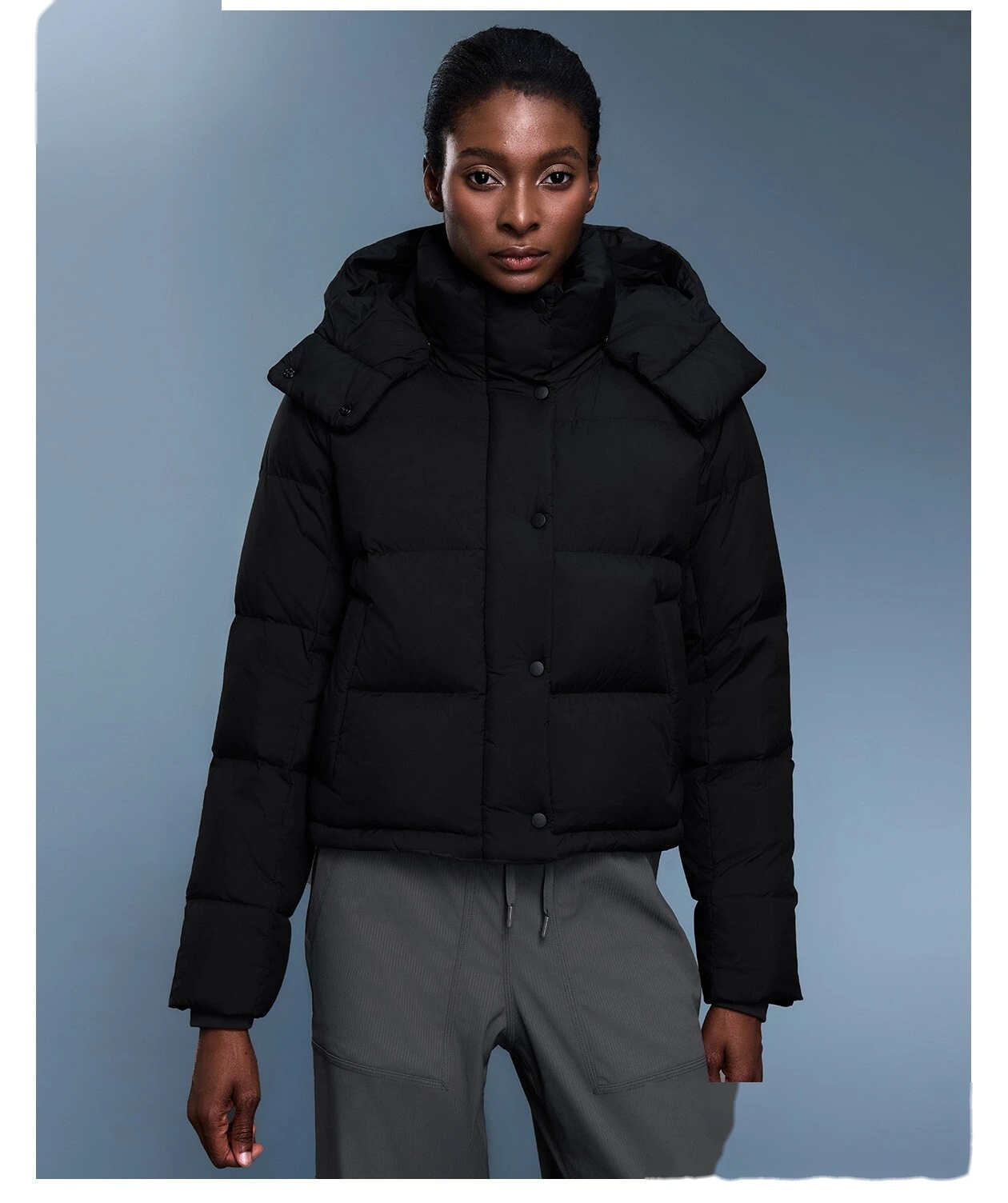 Customize the new winter detachable hooded thick warm loose fashion coat down jacket women. detail