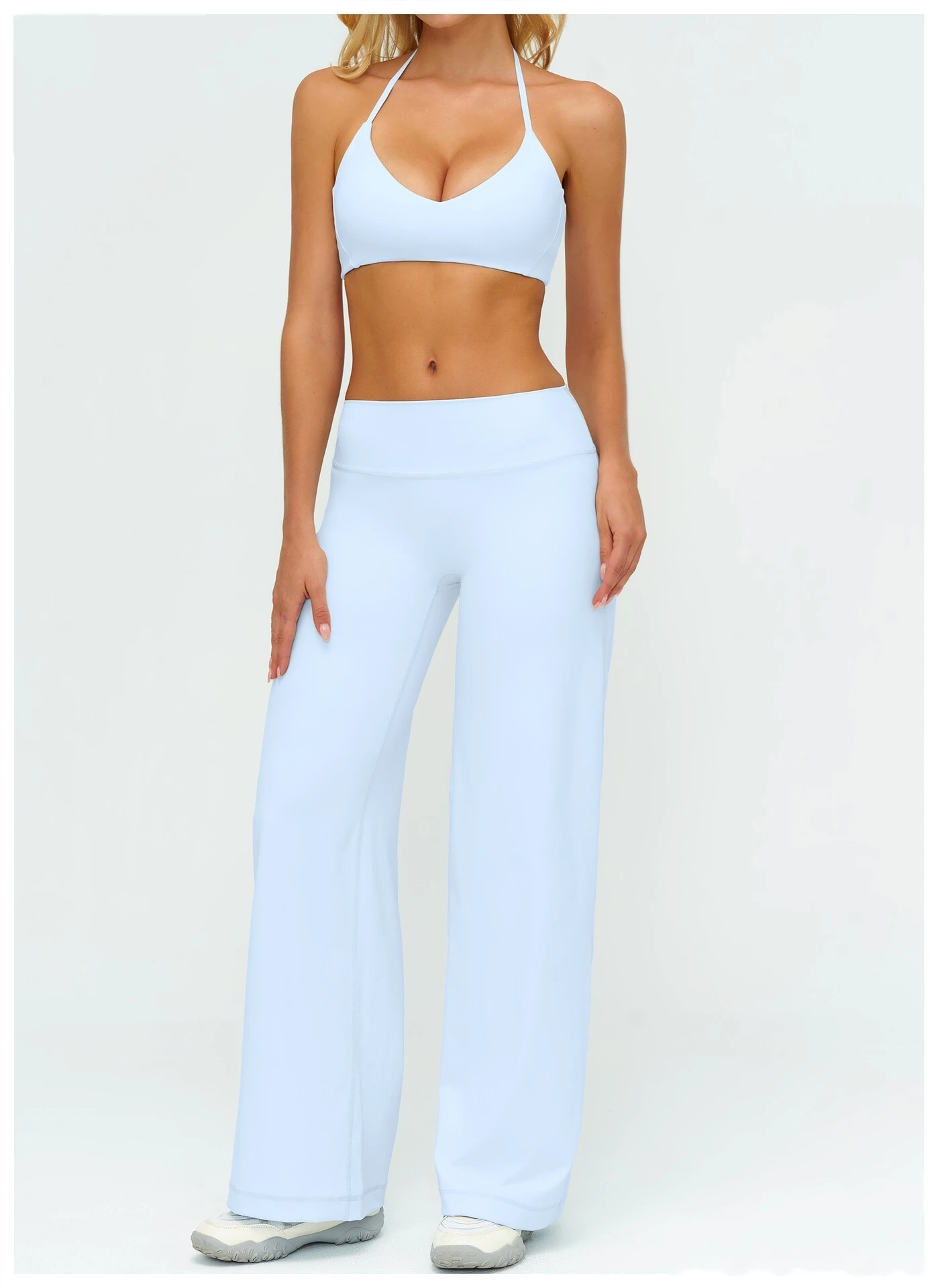 Slim Beauty Back Sports Bra Yoga Set, Casual Wide Leg Quick Dry Yoga Pants Fitness Suit for Women detail