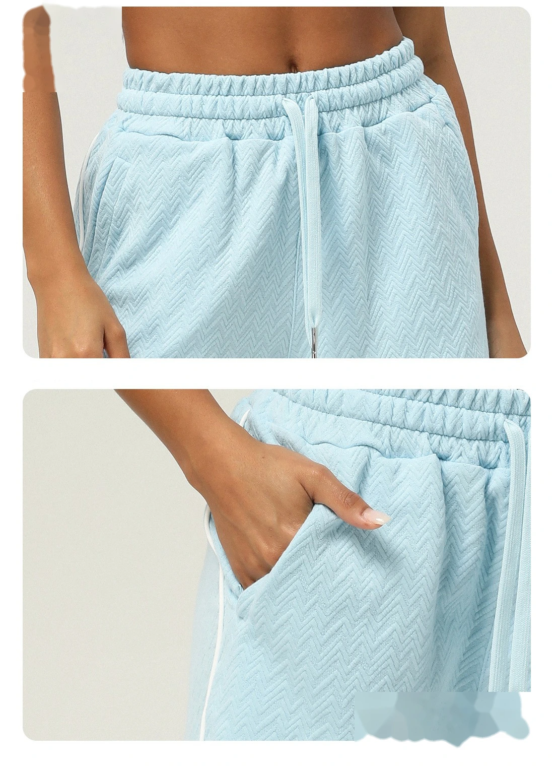 Customized sports casual shorts high waist yoga pants female drawstring outdoor running shorts detail