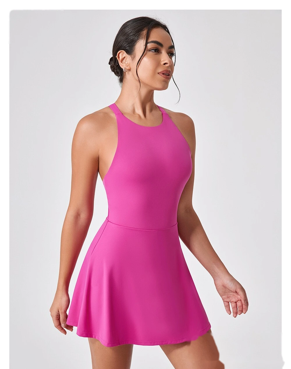 Sports dress is slim, light-proof and quick-drying feather tennis skirt, beautiful back fitness one-piece yoga suit detail