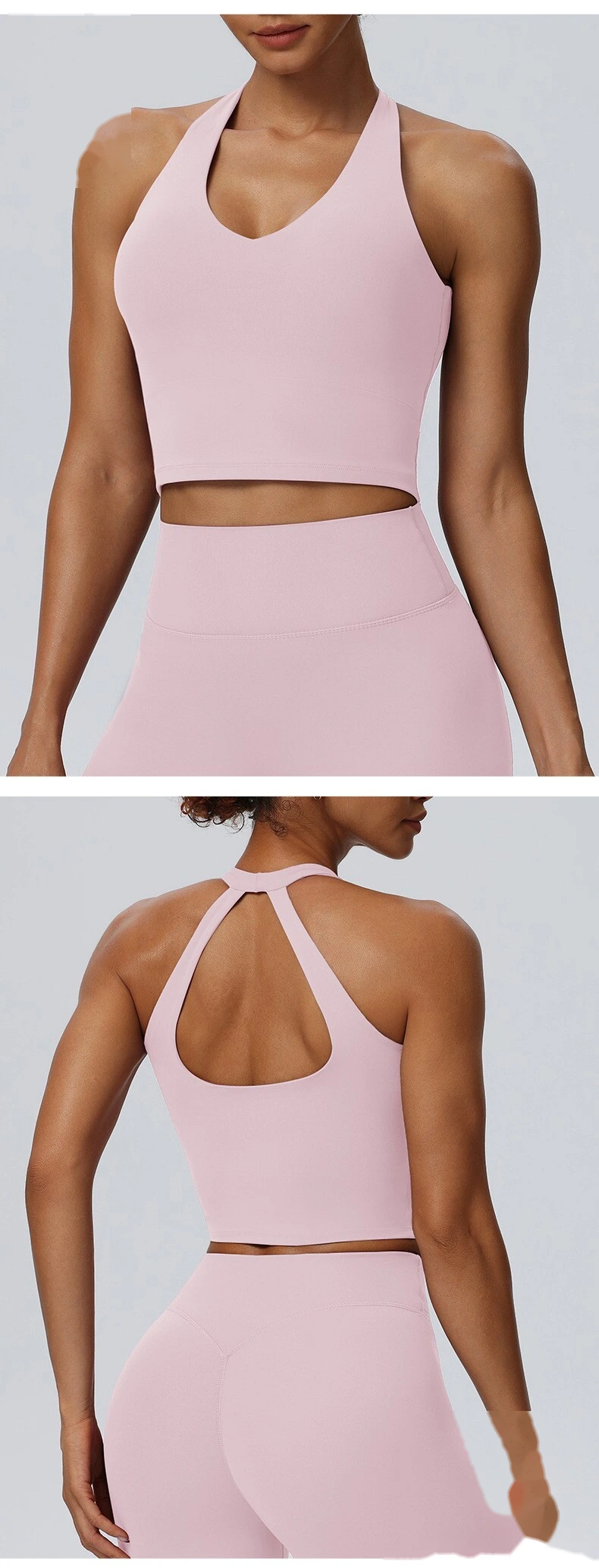 Women's European American Halter Beauty Back Yoga Tank Top, Breathable High Elastic Sports Fitness Vest detail