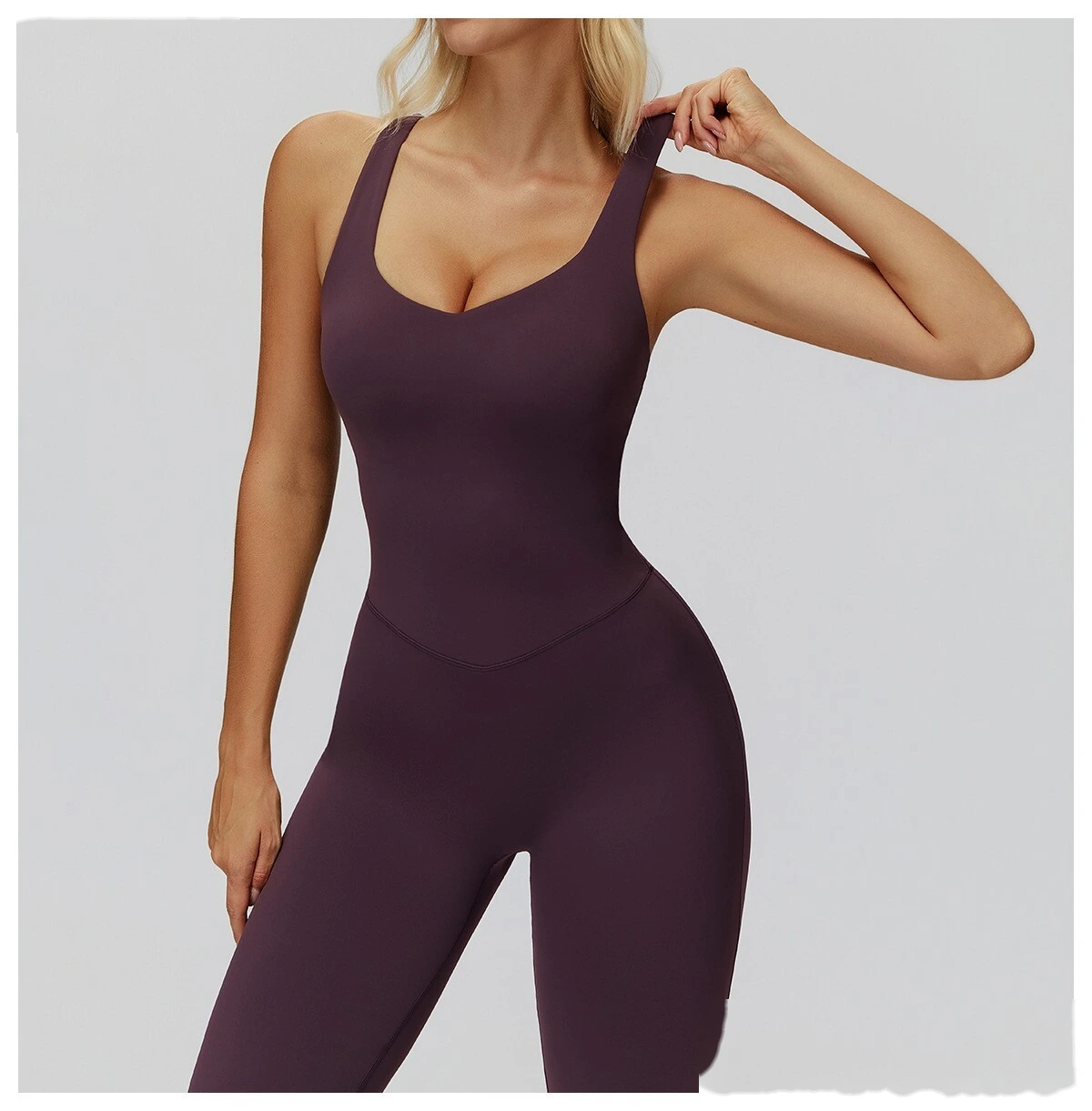 Fleece Finish Women's Activewear Unitard - Crisscross Back, Micro Flare Leg, High Elastic for Yoga, Running & Gym detail