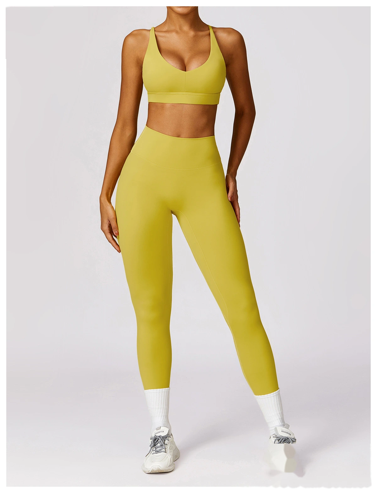 Customized yoga pants sanding, abdomen lifting and hip lifting, high waist wearing running and fitness pants. detail