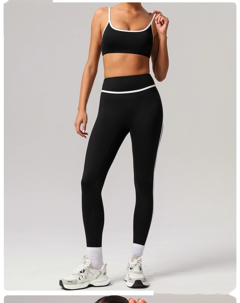 Custom contrast ribbon sports bra padded yoga bra outdoor running fitness detail