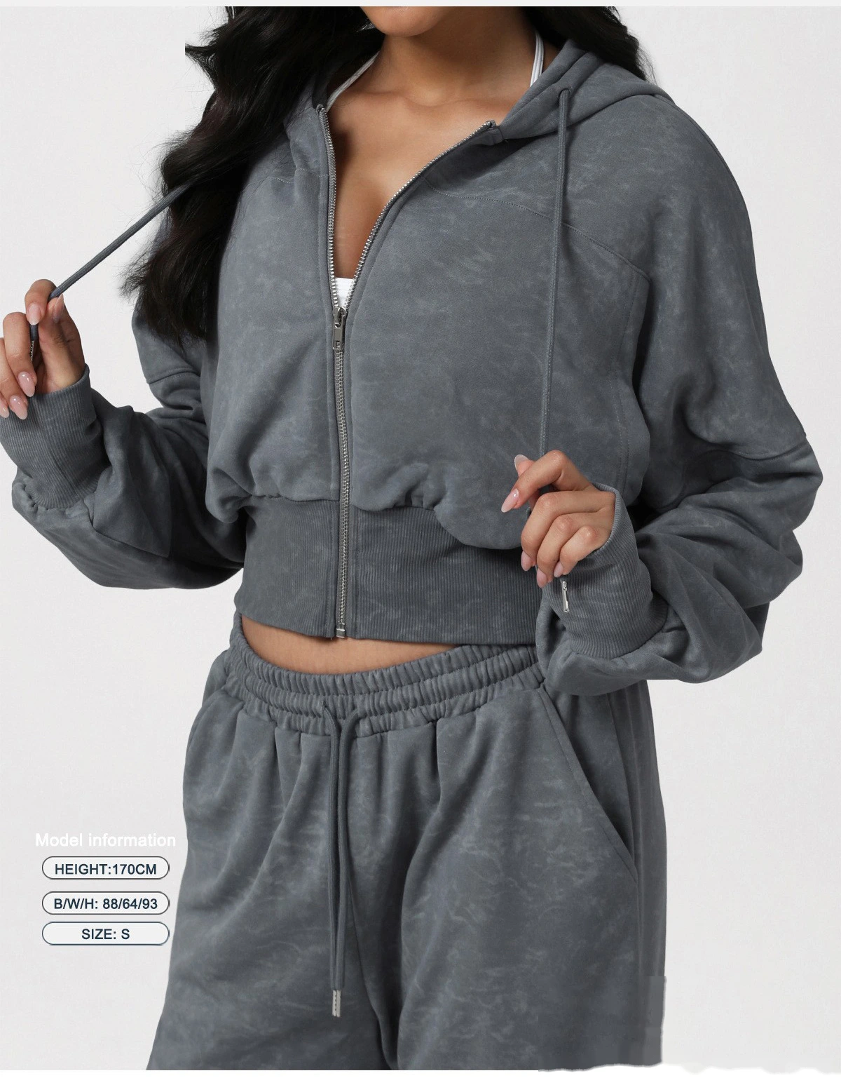 New Autumn & Winter Sports Casual Hooded Sweatshirt - Short-Length Waist-Cinched Retro Printed Cardigan Jacket for Yoga detail