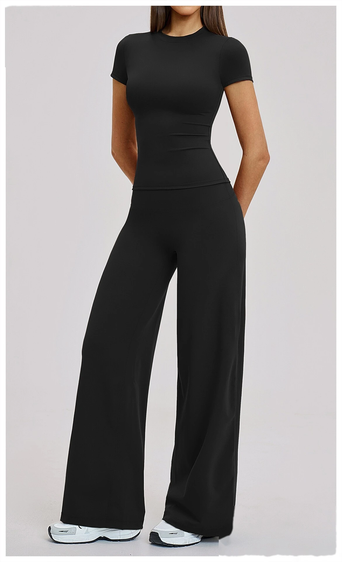 Custom Women's Yoga Set - High-Waisted Tight High-Stretch Leggings & Top for Outdoor Running Fitness detail