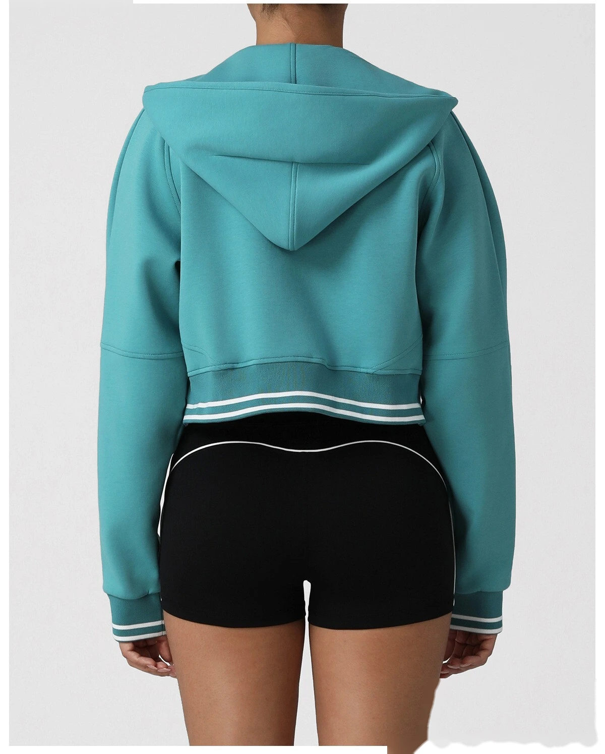 Women's Custom Thickened Color-Block Hooded Jacket for Autumn-Winter | Warm, Ideal for Yoga & Fitness detail